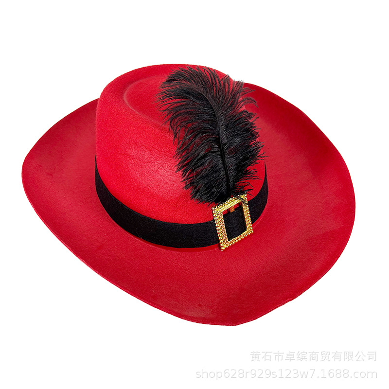 红色黑毛警长帽1