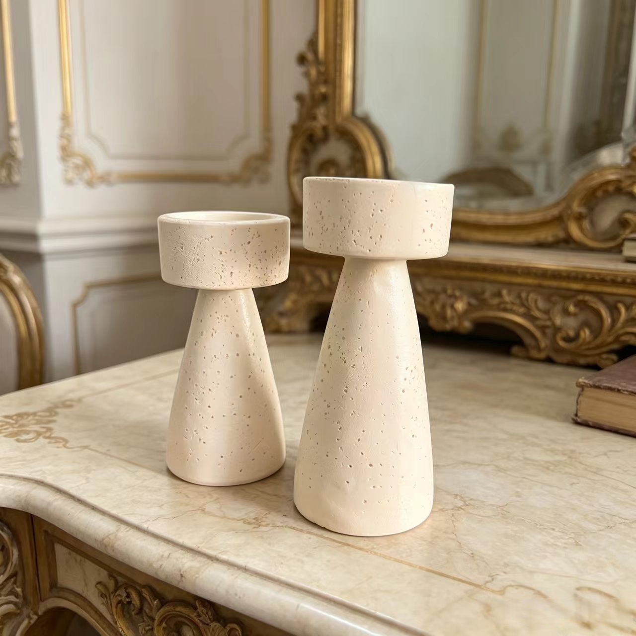 Candelabro en Forma de Reloj de Arena de Resina Sintética, Decorativo, para Sala de Estar
