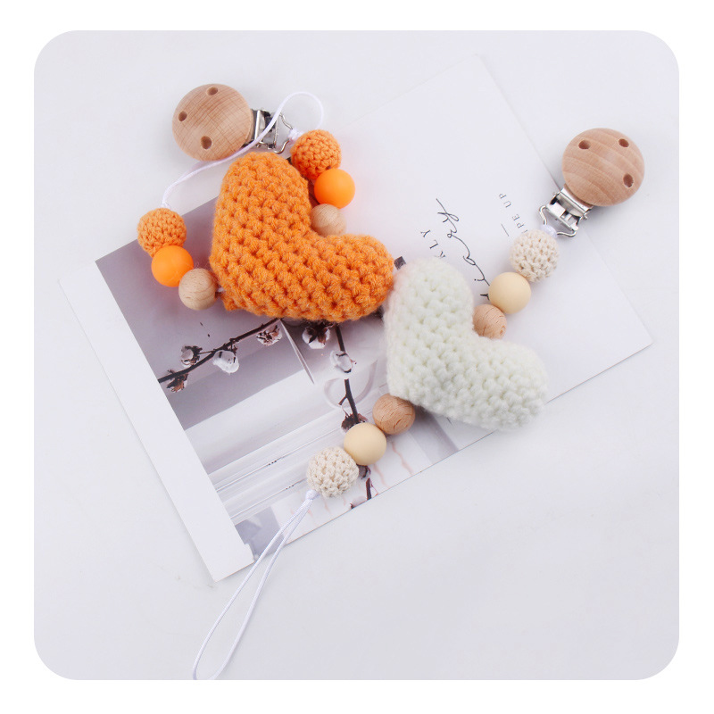 Nuevos productos para bebés y niños abrazaderas redondas de madera de haya DIY lana amor joyas para bebés calmar tetas cadena anti-caída cadena