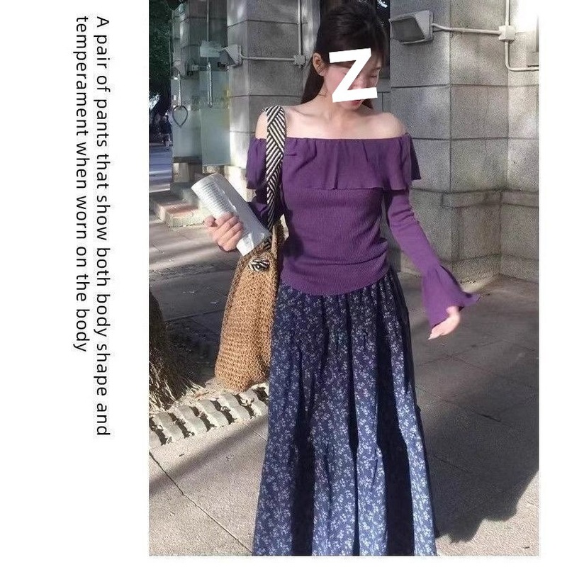 藏青色碎花半身裙女中长款2025新款春夏高腰显瘦小个子a字蛋糕裙|undefined