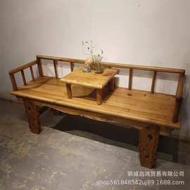 罗汉床实木新中式老榆木沙发长凉床门板主人躺椅休闲打坐禅意茶