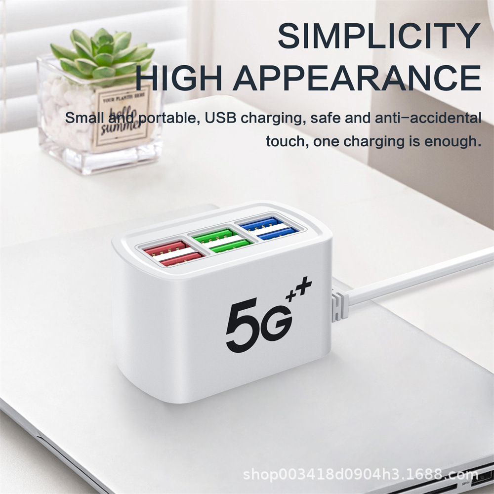 Mobile phone 6usb plug charger portable travel usb charging socket for Apple Android universal