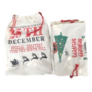 Source manufacturers cross-border hot Christmas bag Christmas diagonal stripe Christmas bag spot wholesale canvas Christmas bag