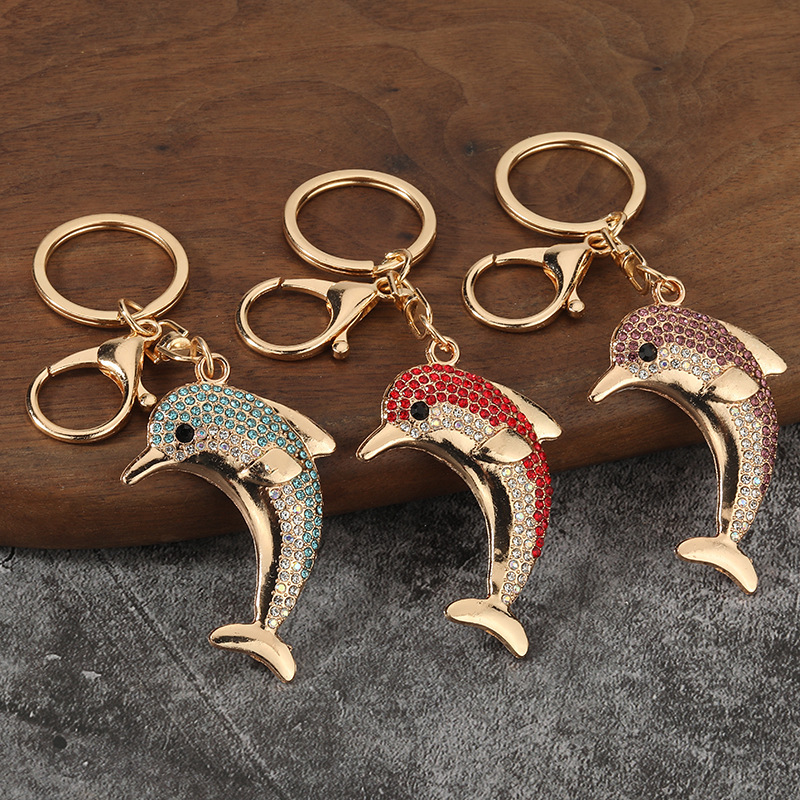 High-End Diamond-Encrusted Korean-Style Dolphin Metal Keychain, Fashionable Bag Pendant, Key Chain, Key Ring, Hanging Ornament High-End Diamond-Encrusted Korean-Style Dolphin Metal Keychain, Fashionable Bag Pendant, Key Chain, Key Ring, Hanging Ornament