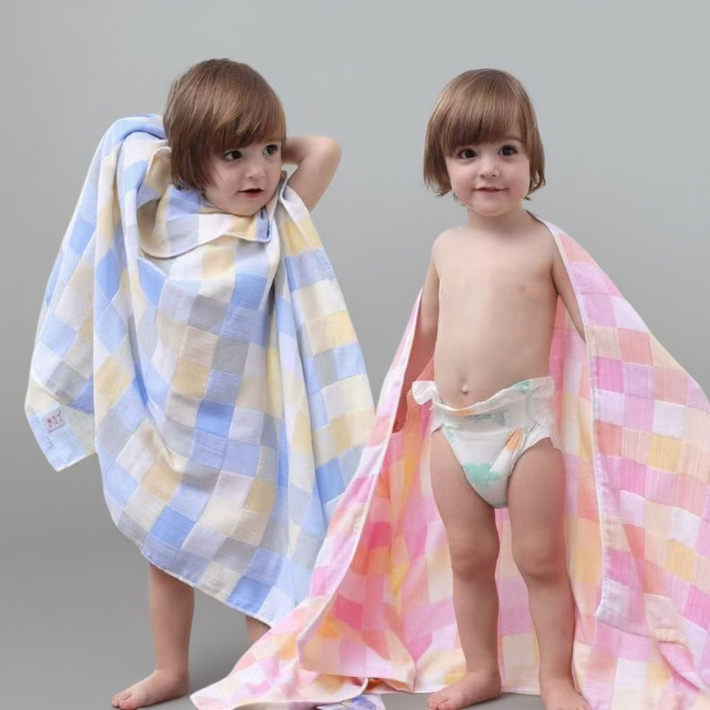 Thin Double-Layer Gauze Bath Towel, All-Cotton Blanket for Summer, Suitable for Newborns, Large Size for Home Use, Class A, Absorbent, Breathable for Bathing