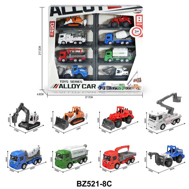 Cross-border 1:64 window box alloy city engineering car model sliding toy car metal car boy gift