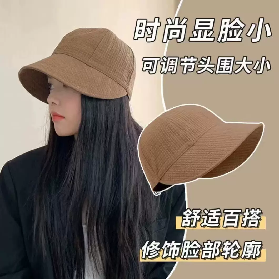 ins女士防晒帽遮阳四季太阳帽可调节网红同款华夫格百搭鸭舌帽