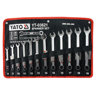 YATO YT-03621 Plum Open Dual-purpose Wrench Set Plum Blossom Open Wrench Set 12-piece Set