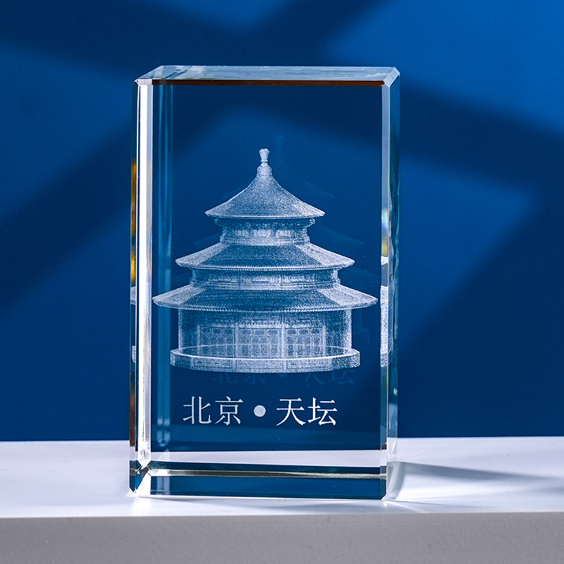 Escultura interior de cristal Serie de animales 3D Estatua de Buda de cristal Modelo de edificio de cristal Decoración del hogar Recuerdos de viaje Suministro transfronterizo