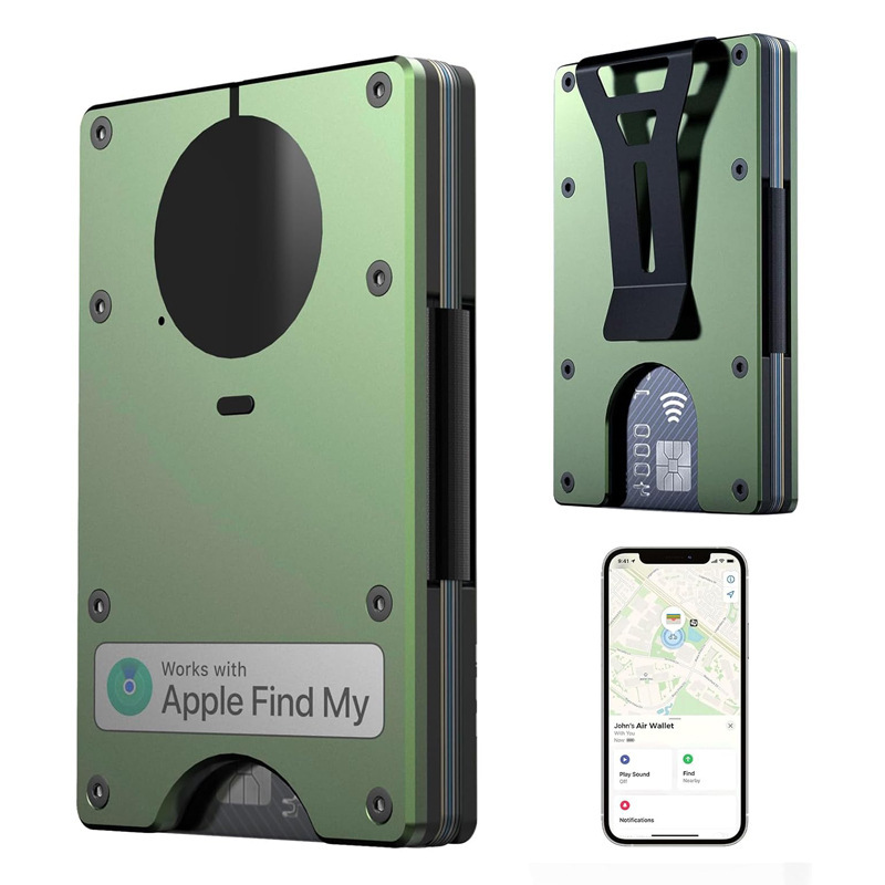 AirTag金属財布内蔵Airtagチップのシンプルな財布は、RFIDロック付きクレジットカードに対応しています|undefined