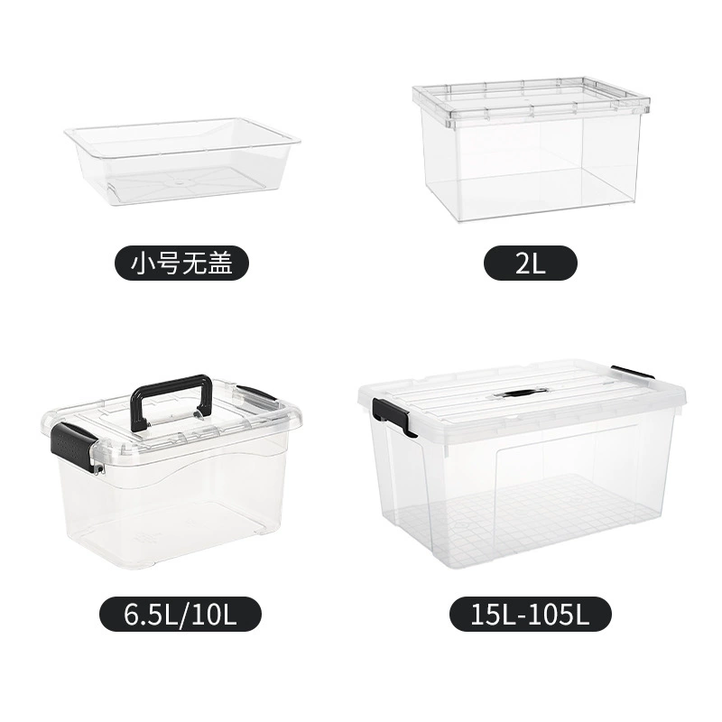 Handheld Transparent Plastic Storage Box, Portable Organizer with Lid, Multiple Sizes 14–63.5 cm