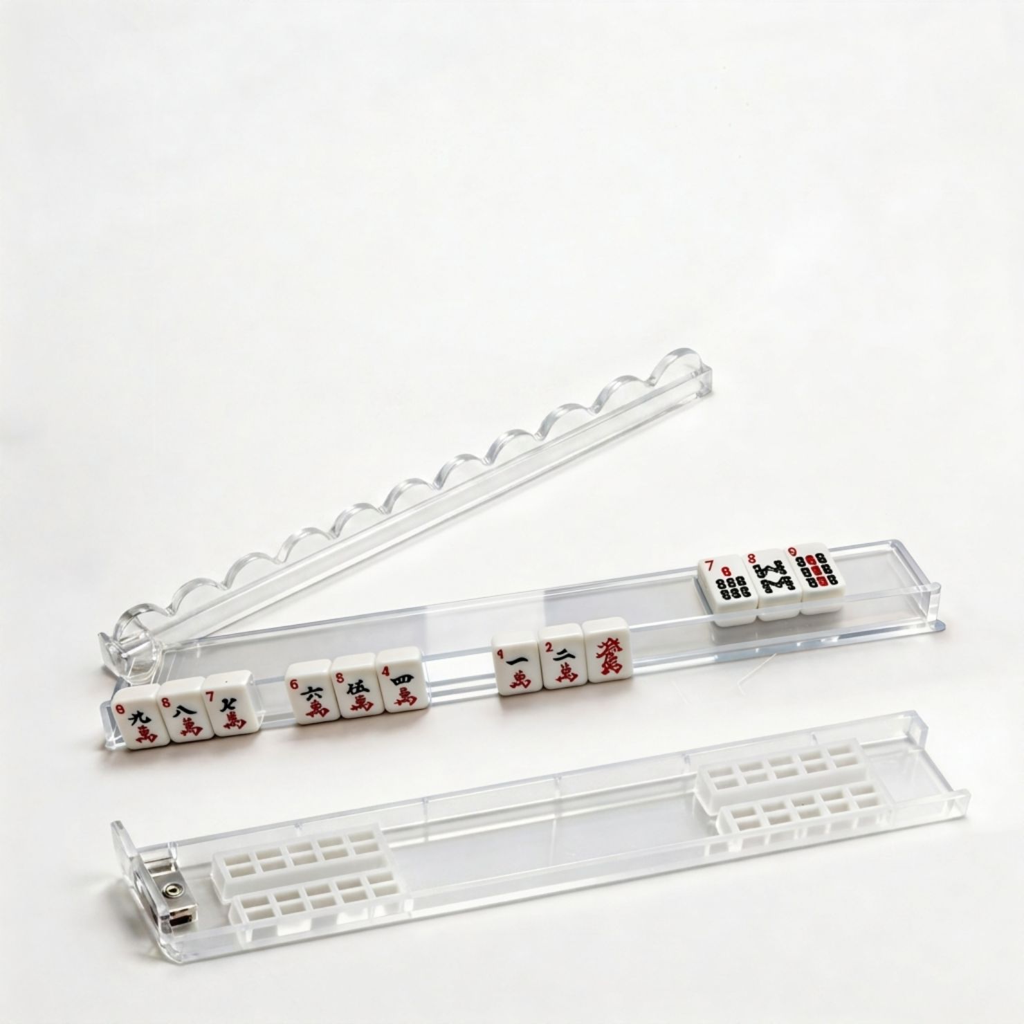 New Amazon American-Style Mahjong Pusher with 17.5inch Multi-Colors, Multi-Functional Anti-Slip Wave-Patterned Mahjong Rack