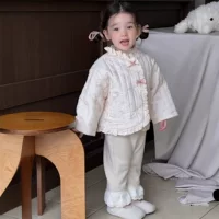 Девочка утолщенная хлопчатобумажная одежда для детей зимний набор детское осеннее и зимнее пальто