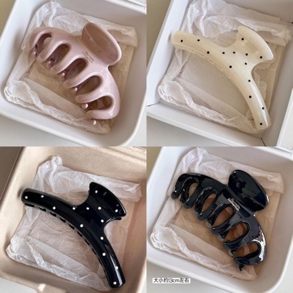 Elegant large-sized claw clip for women, suitable for up-dos at the back of the head, shark clip with polka dot design, new 2026 model