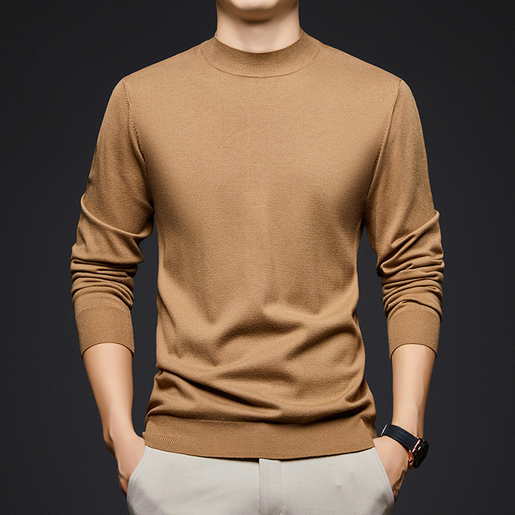 Half-Turtleneck Wool Sweater, New Autumn and Winter Style for Men, Fine-Spun Solid Color Sweater, Casual Skin-Friendly Warm Knit Base Layer Half-Turtleneck Wool Sweater, New Autumn and Winter Style for Men, Fine-Spun Solid Color Sweater, Casual Skin-Friendly Warm Knit Base Layer