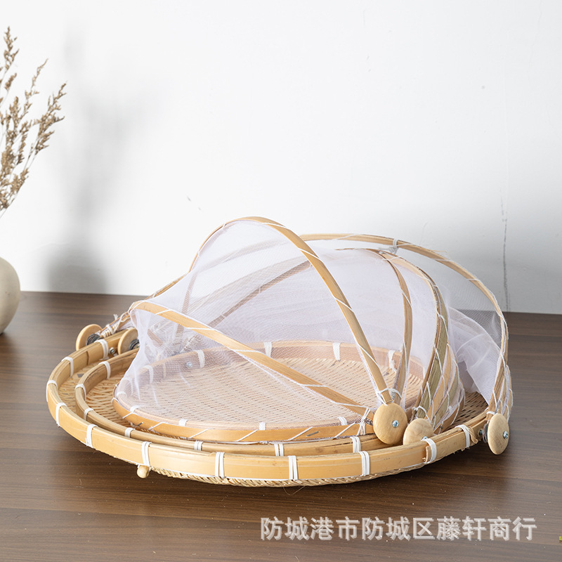 越南編織竹編麵包籃饅頭框田園風紗網晾曬簸箕農家ins