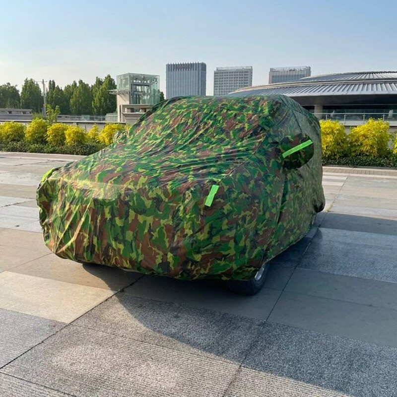 Manufacturer Wholesale Outdoor All-Inclusive Sun Protection Cover Thickened Reflective Strips Cotton Velvet All-Inclusive Lining Camouflage Oxford Cloth Full Car Cover