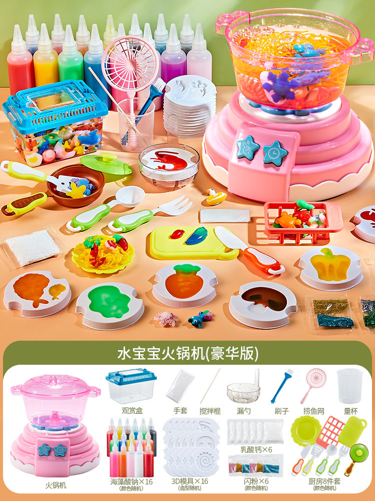 Niños en casa pueden cocinar mesa de comedor de agua baby diy hecha a mano mágica agua genio juguetes de cocina regalo de acertijo