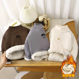 童卫衣2025秋冬加绒加厚儿童棉服男童女童卡通上衣中小童保暖内衣