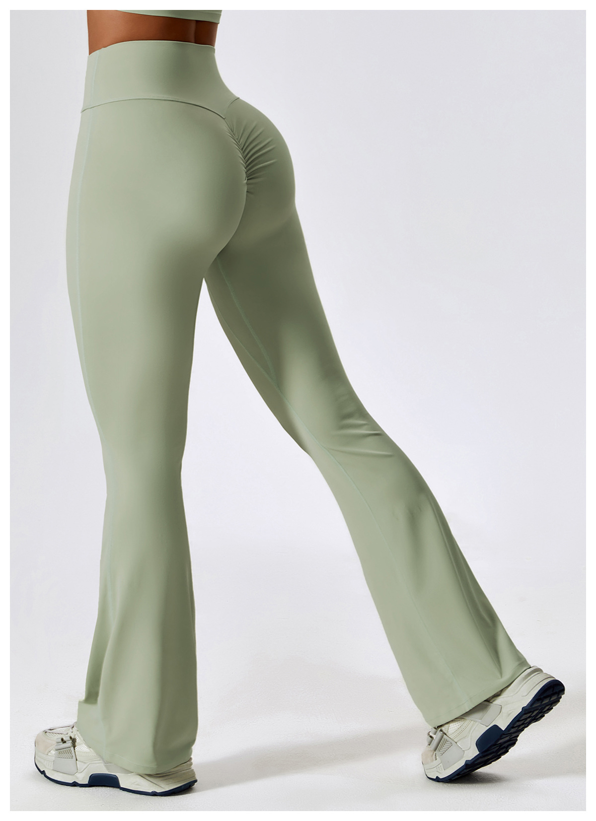 Estilo Simple Color Sólido Nylon Spandex Plisado Fondos Activos Pantalones Acampanados display picture 13