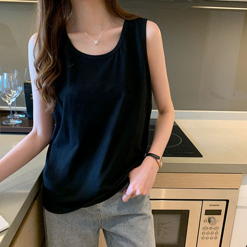 Summer Loose White Sleeveless Underwear Old Man Shirt Top Women's Small Strap Hot Girl V-neck Vest T-shirt Outer Wear Inner Wear 