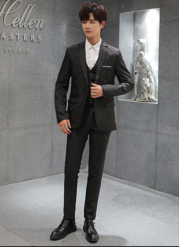 Traje traje de tres piezas de los hombres de estilo coreano traje slim fit hombres de negocios ropa formal mejor hombre novio boda ropa de los hombres