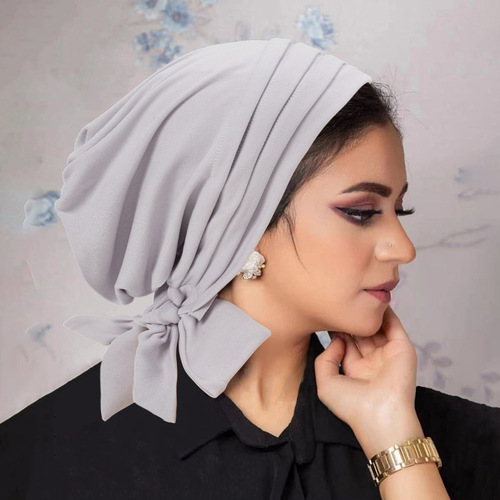 Amazon Autumn/Winter Solid Color Suede Four-Striped Long Tail Headscarf Hat AliExpress Chemotherapy Cap Women's Hat