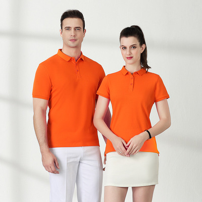 夏季純色長纖絲棉翻領POLO衫工作服短袖T恤團體活動廣告工衣印繡