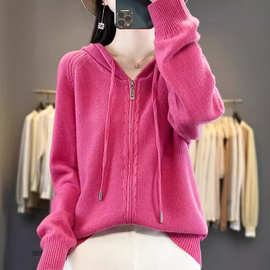 24秋冬新款针织加厚拉链休闲开衫外搭上衣女时尚针织毛衣外套