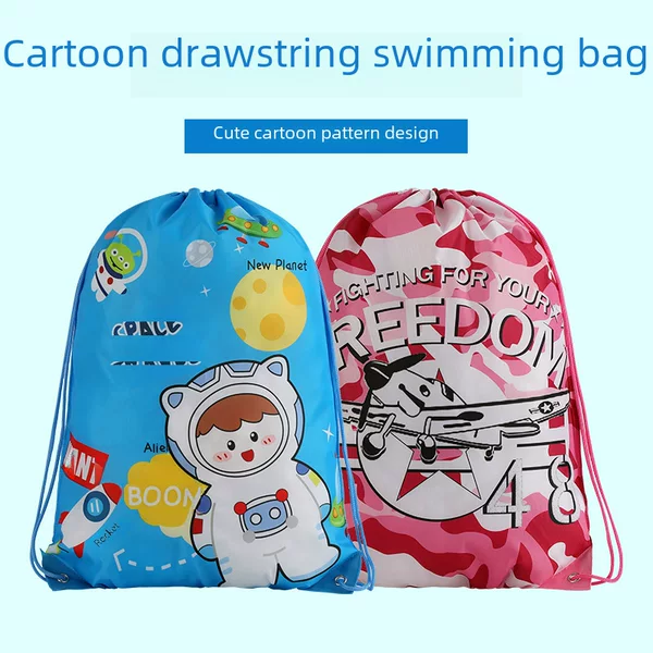 Beach Dinosaur Swimming Bag Outdoor Backers Sports Storage Bag Drawstring Beach Bundle Pocket Clothes Oxford Bag