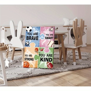 Ball Sports Cartoon English Inspirational Quotes Children's Room Baby Poster Canvas Decorative Painting Core Frameless Hanging Painting