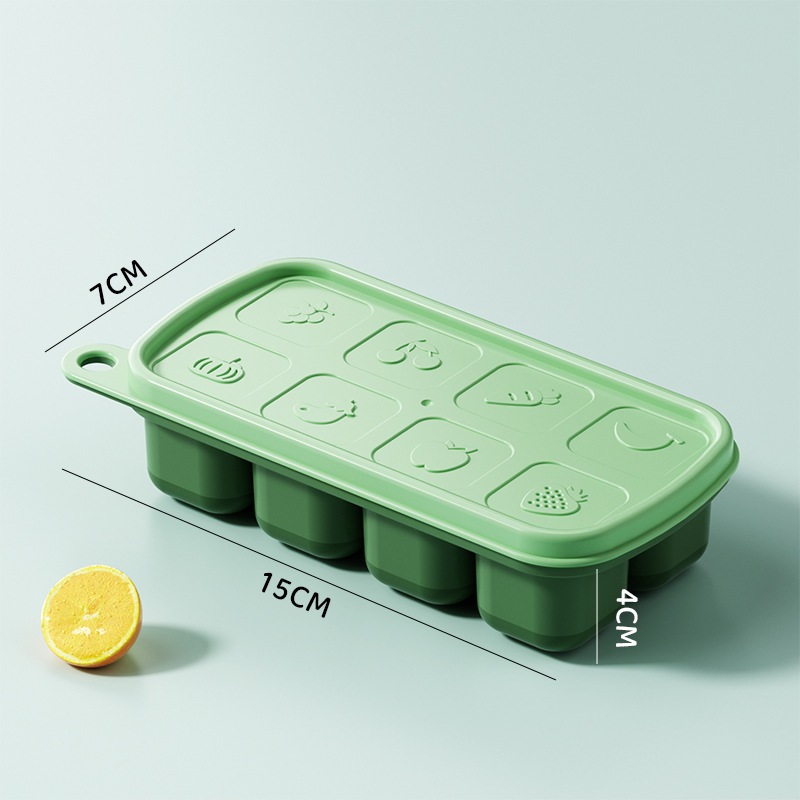 蓋付きクリエイティブ製氷皿、ベビー型製氷ボックス、食品グレードの冷蔵製氷皿、栄養補助食品ボックス、冷蔵庫、自家製アイスキューブ|undefined