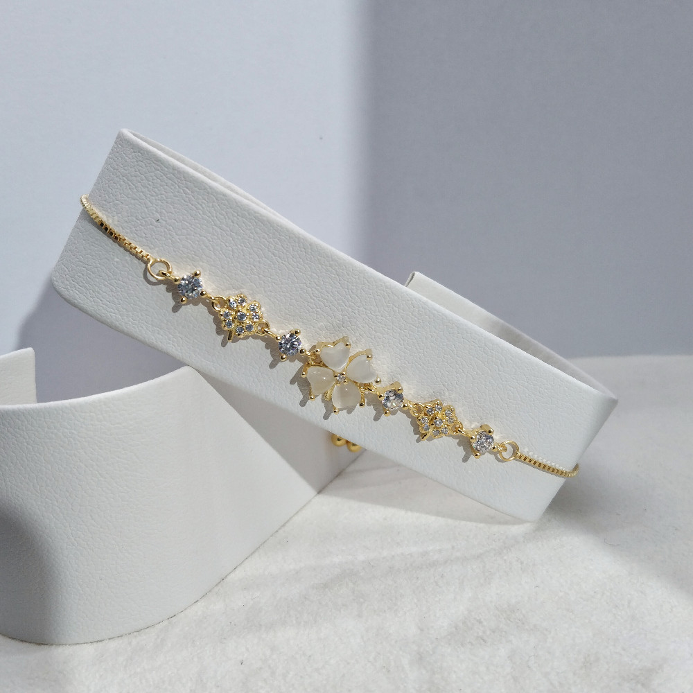 925 Sterling Silver Material 1 Piece 925 Sterling Silver Flower Cat's Eye Stone 925 Sterling Silver Bracelets