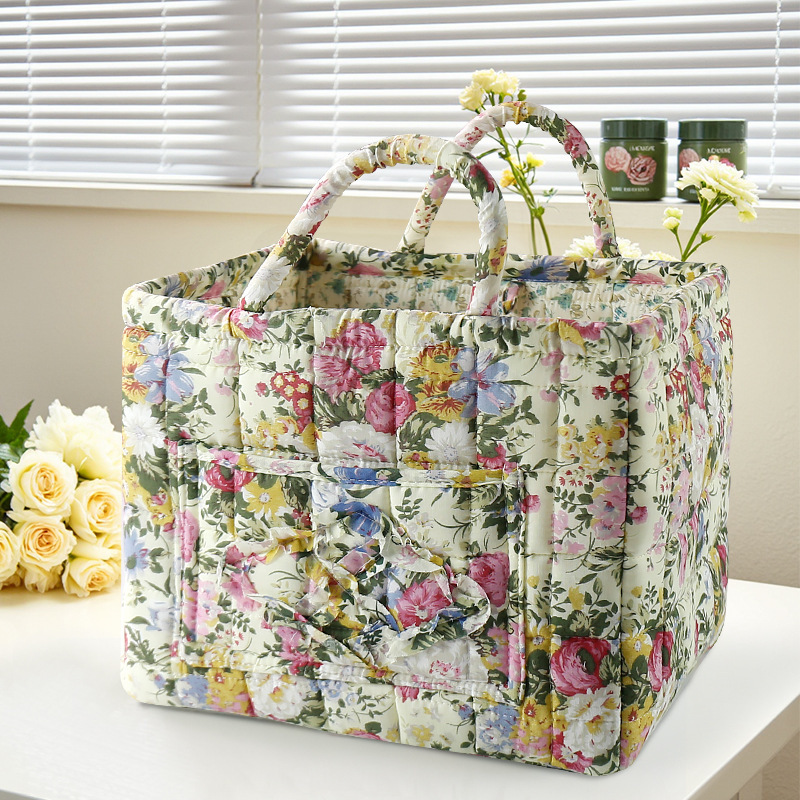 ホームファブリック収納袋日本の花バッグニュースバッグポータブル田舎かわいい花ホーム収納雑貨バスケット|undefined