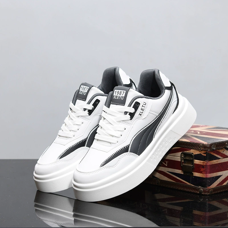 Мужские туфли осенью маленькие белые туфли на толстой подошве новые кексы тонкие повседневные туфли для повышения обуви кожаные туфли T25