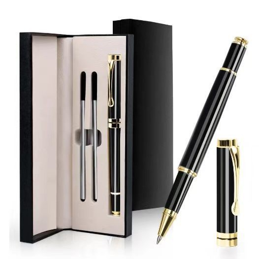 Caja de regalo en stock, bolígrafo de alta calidad, bolígrafo de firma de laca negra, publicidad de regalo, bolígrafo de grabación de alta calidad