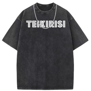 Batik Washed Old Punk Short-sleeved T-shirt Couple Loose plus size Foreign Trade Customization