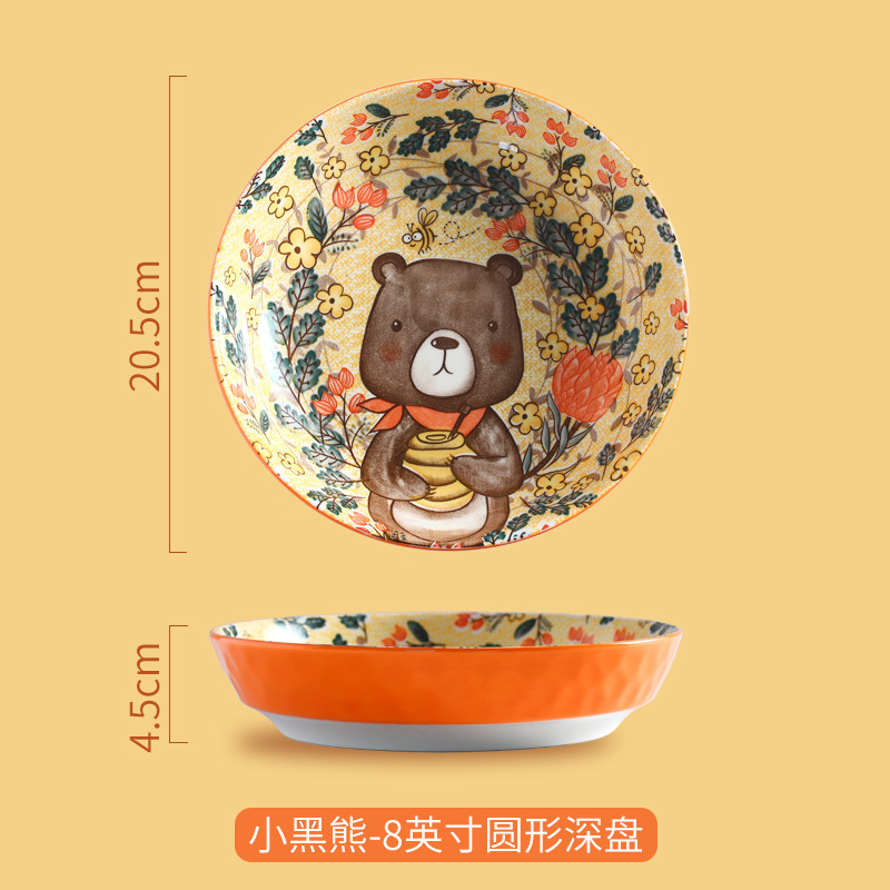 Jingdezhen bajo vidriado placa de cerámica lindo pintado a mano conejo chica cena placa Navidad estilo hogar Internet celebridad vajilla