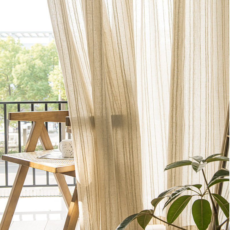 Curtains, Window Screens, Linen Gauze Curtains for Living Room and Bedroom, Light-Transmitting but Not See-Through, Full Roll of Linen Gauze Fabric, Wholesale from Shaoxing