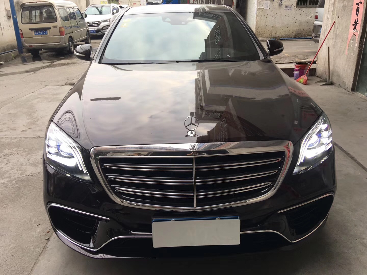 Suitable for 18-20 Model Mercedes-Benz S-Class W222 Late-Model Versions, Modified S63/S65Amg Body Kit, Front and Rear Bumper Grille Set