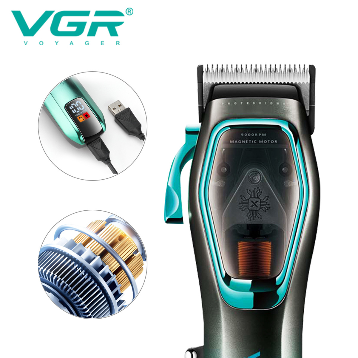 VGR674 Tagliacapelli elettrico professionale ad alta velocità per uomo e donna con base_voghion.com