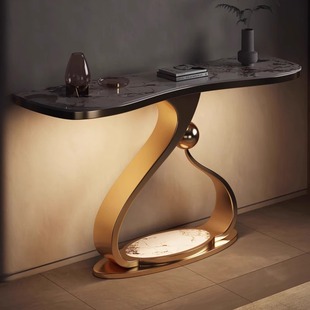 Modern Minimalist Foyer Console Table for Living Room, Sideboard End Table Against the Wall, Suitable for Various Sizes of Spaces, Light Luxury Style, Rock Slab Foyer Table