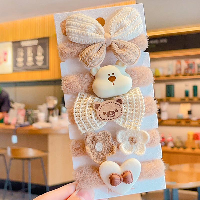 Los niños no lastiman el Pelo elástico banda de goma lindo bebé corbata accesorios para el cabello Niña de dibujos animados de peluche anillo de pelo tocado