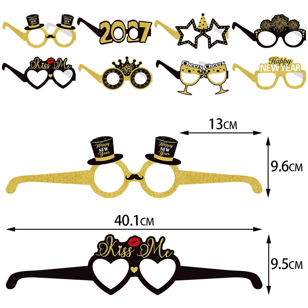 Gafas de decoración de fiesta de día de Año Nuevo europeo y americano decoración de Año Nuevo Feliz Año Nuevo gafas de papel image 6
