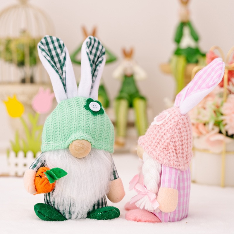 Transfronterizos nuevos artículos de decoración de Pascua primavera muñeca de conejo de Pascua muñeca sin cara enano de pie muñeca