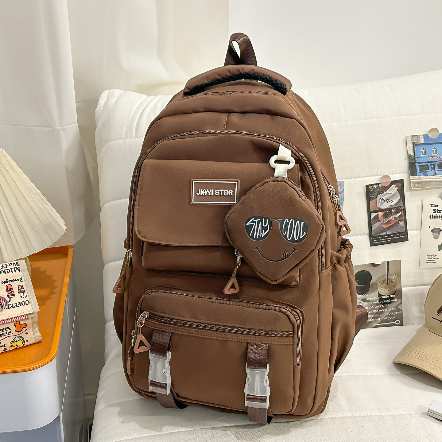 Mochila de alto valor visual de gran capacidad multicapa para reducir la carga de la espalda de la escuela secundaria, mochila para estudiantes de secundaria, mochila para computadoras de viaje