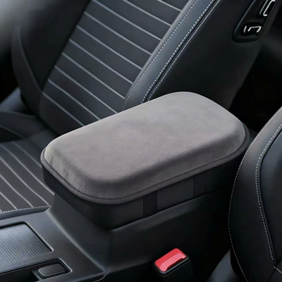 Carefully Selected Car Armrest Box Armrest box pad - gray-thick-plush-style