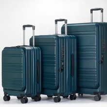 28寸大容量前开口行李箱 20寸登机箱拉链PC拉杆箱 旅行箱一件代发