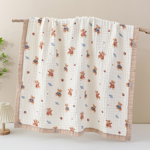 Daily Wide-brimmed Baby Gauze Bath Towel Cotton Four Seasons Universal Children's Bath Towel Skin-friendly Soft Class A Cartoon in stock