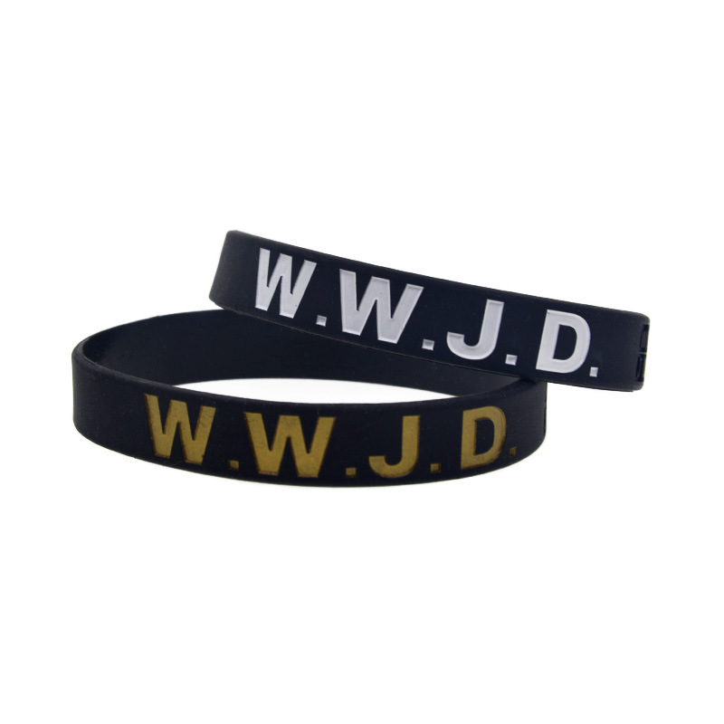 European and American Fashion Wrist Band WWJD Silicone Bracelet Sports Inspirational Bracelet Adult Male and Female Gift Bracelet Black European and American Fashion Wrist Band WWJD Silicone Bracelet Sports Inspirational Bracelet Adult Male and Female Gift Bracelet Black